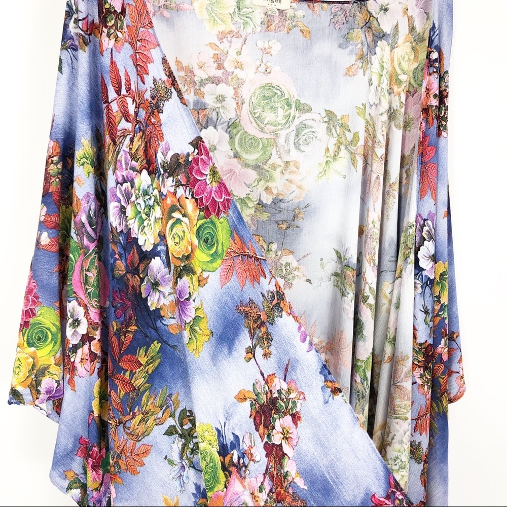 Umgee Blue Floral Kimono Size M/L - Picture 4 of 7